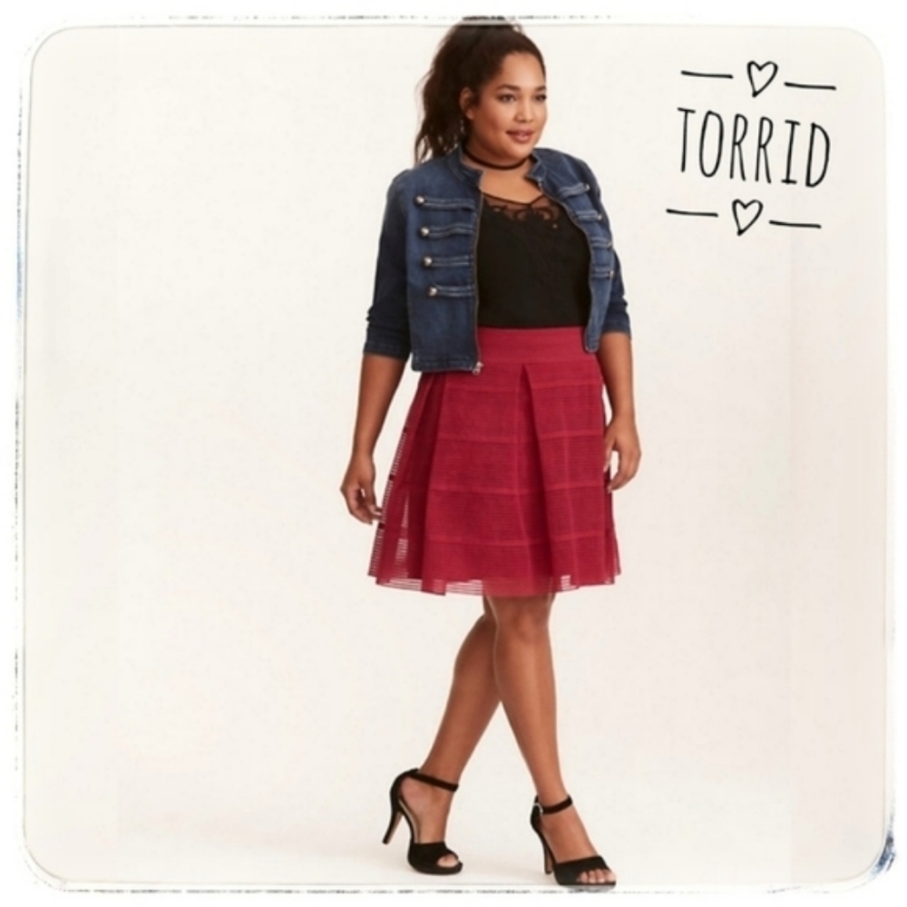 Torrid Rose Striped Sheer Flared Skirt